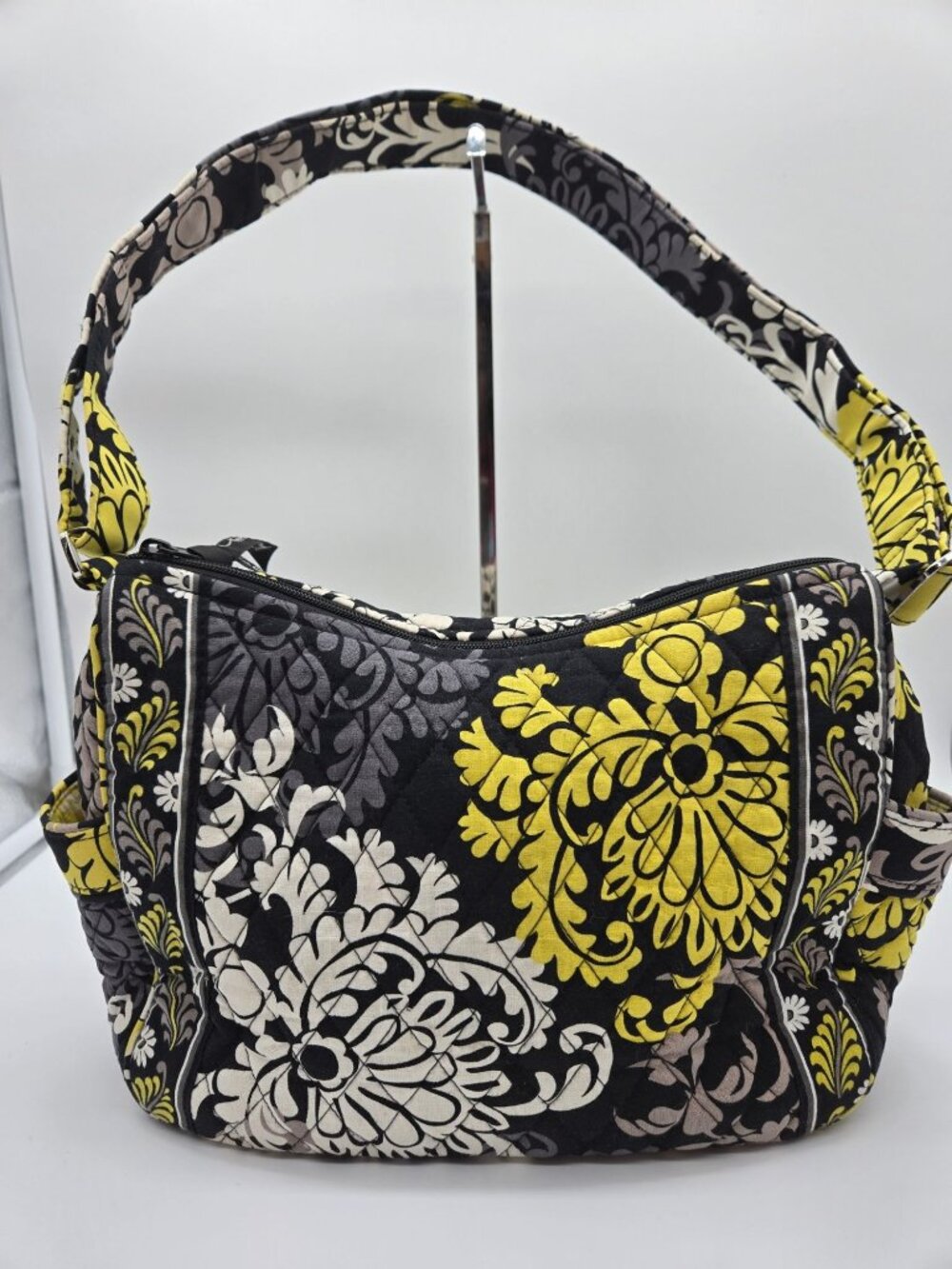 Vera Bradley Retired Baroque Lime Shoulder Bag w/ Side Pockets EUC